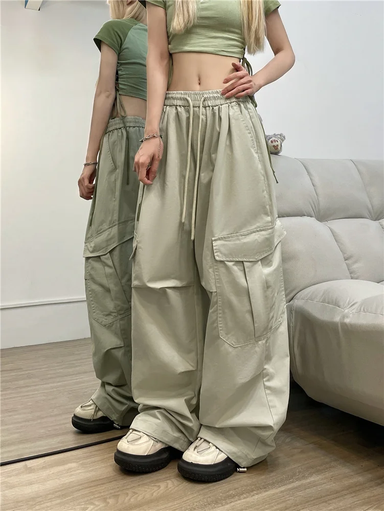 

Women Vintage Cargo Pants Spice Girls Overalls Streetwear Hiphop Wide Leg Trousers Loose Straight Lovers' Pants Korean Clothing