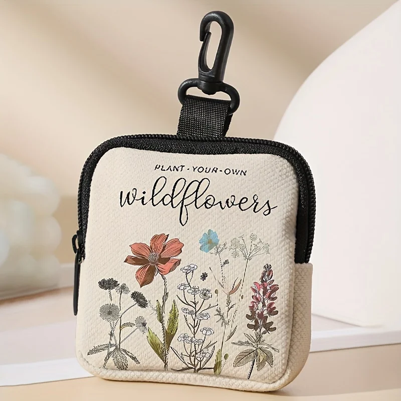 1 pc Flower pattern printing large capacity coin wallet, digital printing coin wallet storage bag, ideal choice for gifts