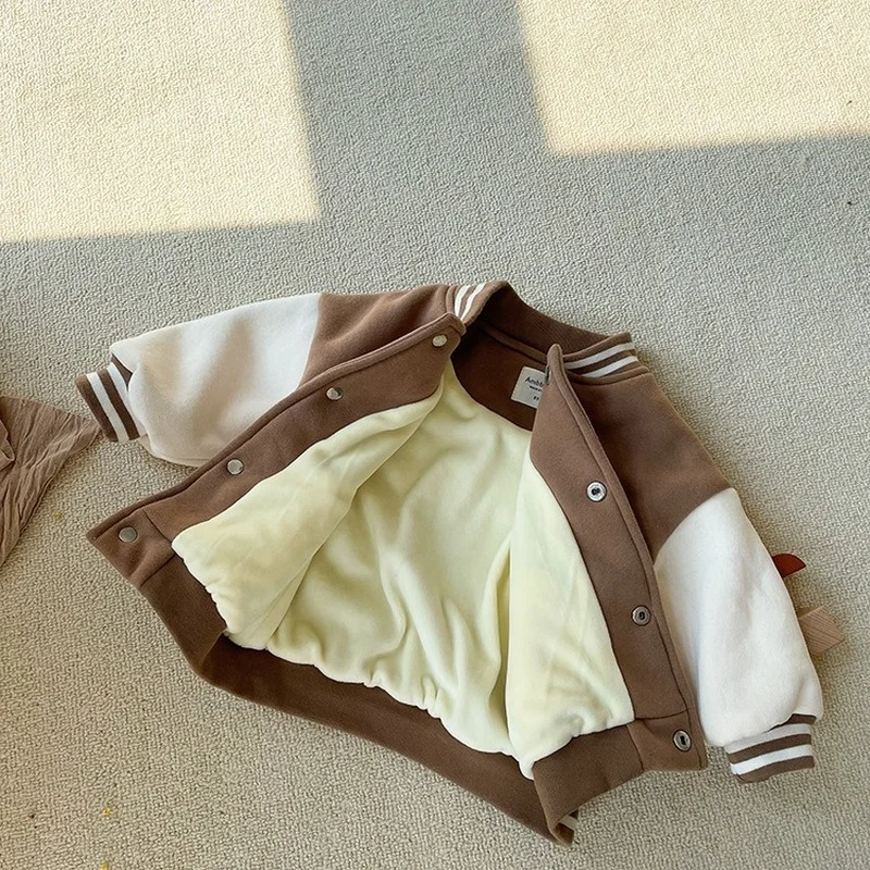 Children's Jacket Spring and Autumn Boys and Girls' Jacket Baseball Uniform Cute Little Bear Embroidery Casual Baby Clothing