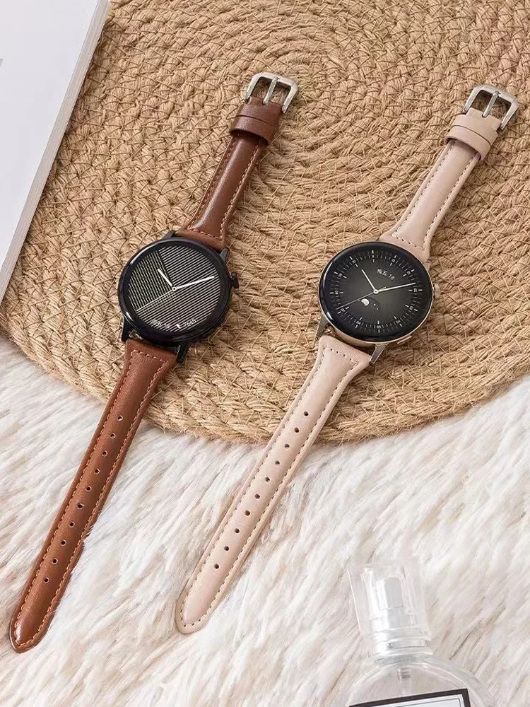 Slim Leather Watch Strap - 20mm/22mm Adjustable Bracelet