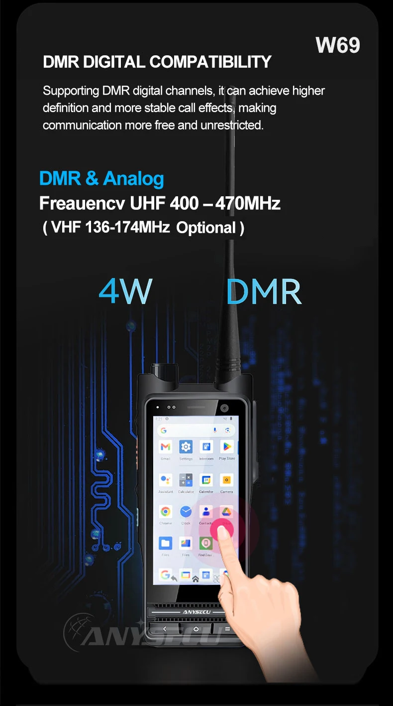 W69 Andriod 14 4G Network Radio With NFC WIFI GPS Work with ZELLO Real-ptt IP68