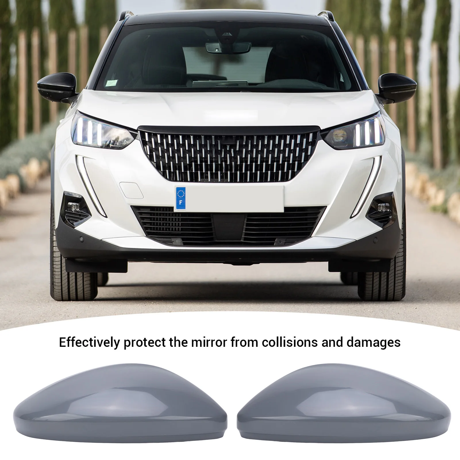 1 Pair Of Rearview Mirror Cap Protective Anti Scratch Long Lasting Use Wing Mirror Cover Cap For Peugeot 2008 P24 +