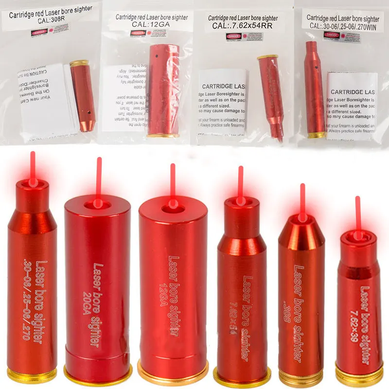 Tactical Red Laser Cartridge Bore Sighter .308 7.62X39 7.62X54 12GA 20GA 30.06 .223 Hunting Boresighter With Battery AQB150 laser bore sight