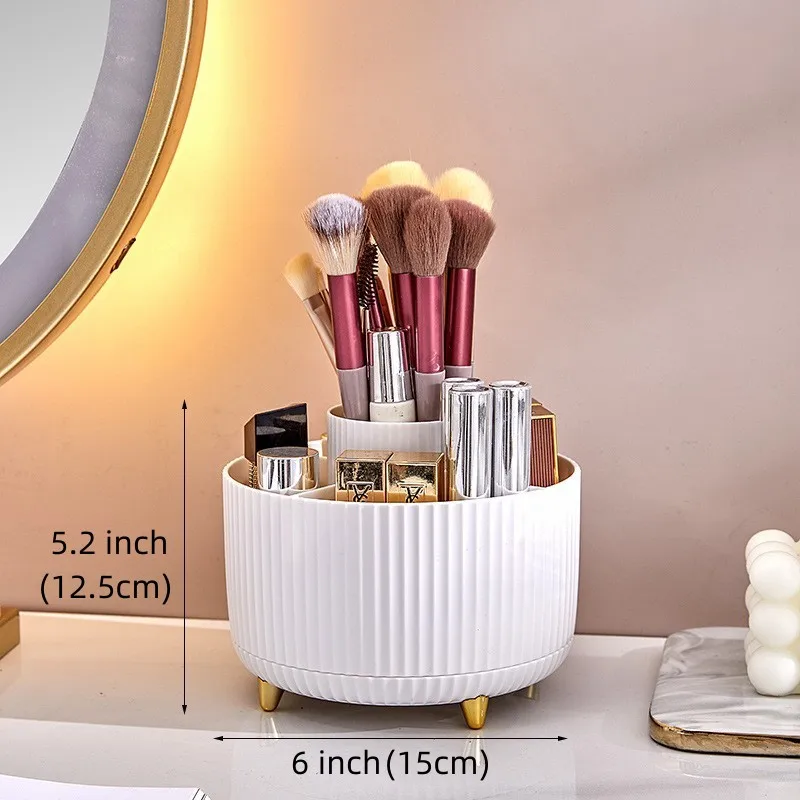 360 Degree Rotating Cosmetic Case 6 Slots Tabletop Makeup Brush Holder  Storage