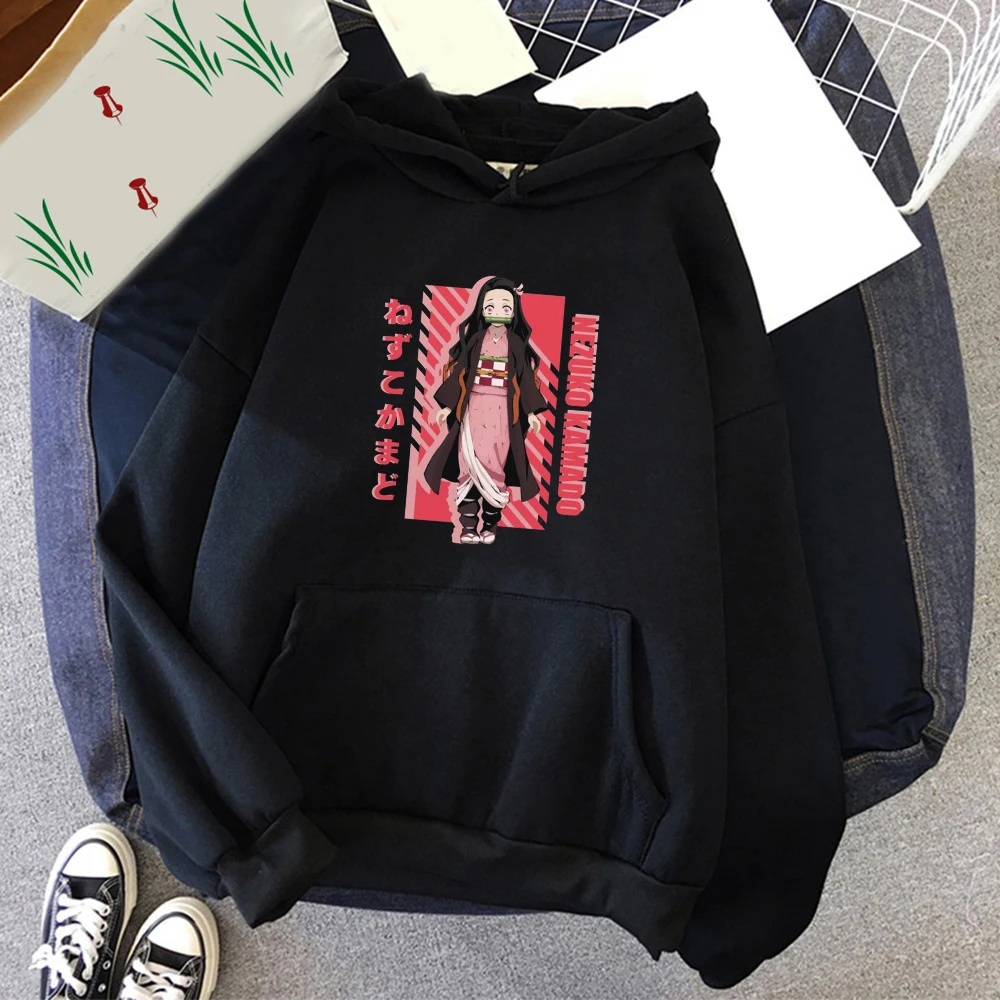 

Funny Hot Anime Demon Slayer Hoodie Men Women Kamado Nezuko Sweatshirt Winter Pocket Pullover Harajuku Hoode Gift