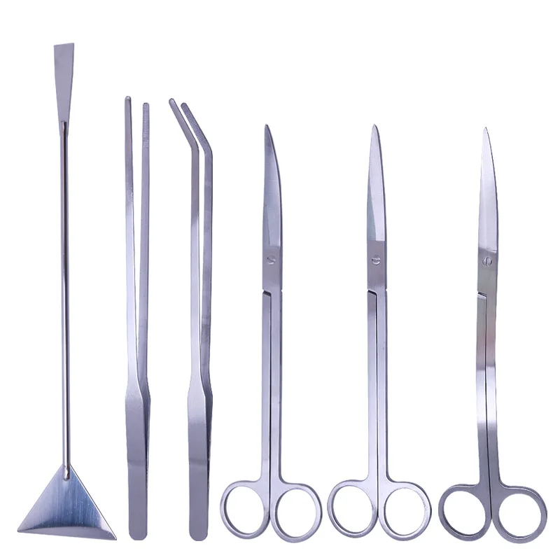 Stainless Steel Aquatic Tool Kit Set Aquatic Trimming Tools Aquarium Scissors Tweezers Flat Sand Landscaping Tools 