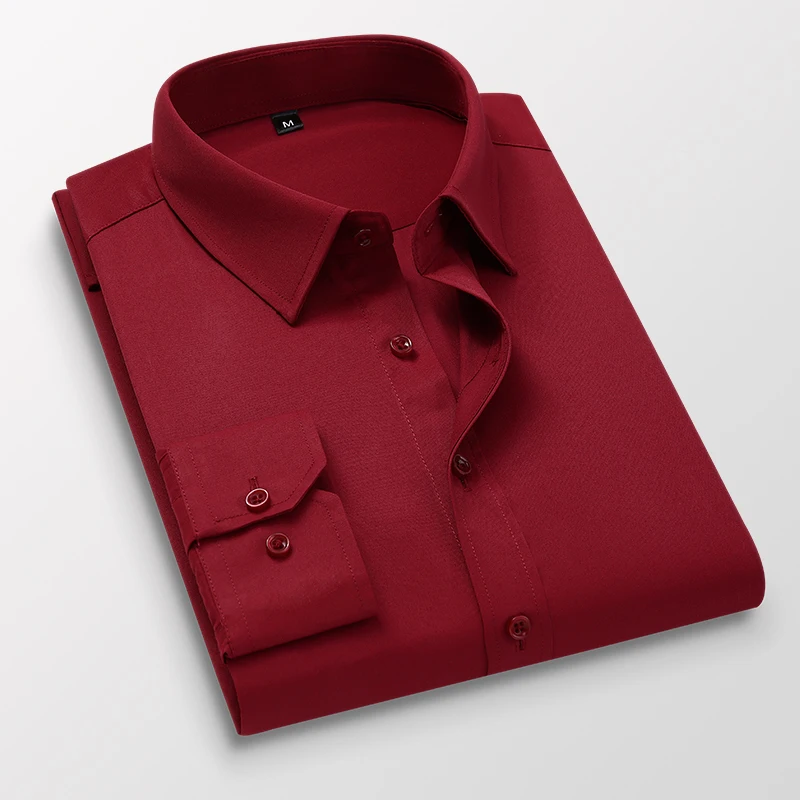 

TFETTERS Men Shirts 2023 Spring and Autumn Men Long Sleeve Shirt Casual Business Solid Color Shirt Slim Fit Shirt Men Clothing
