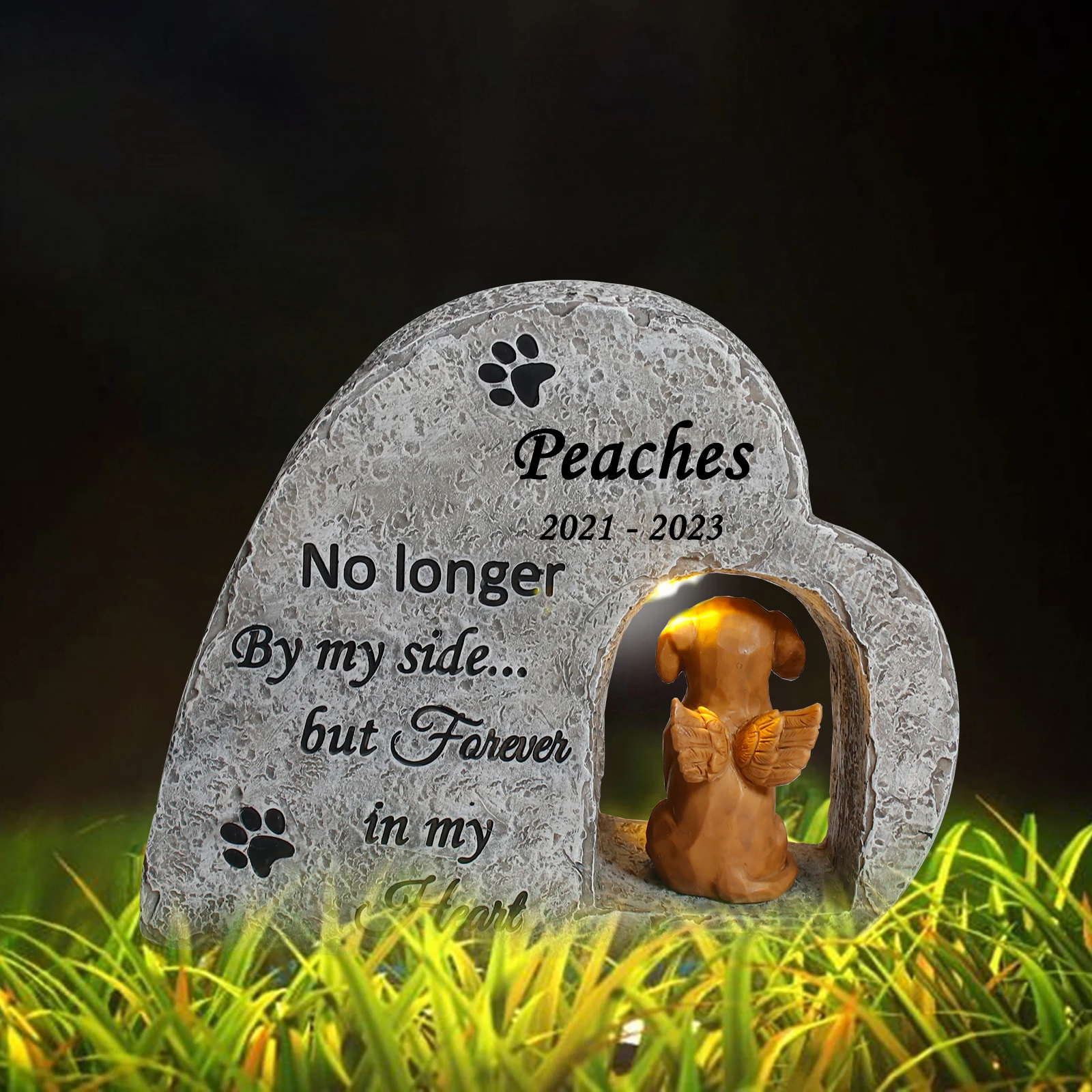 

Solar Dog Memorial Garden Stone, Personalized Dog Memorial Gifts for Dog Lovers, Loss of Dog Sympathy Gift