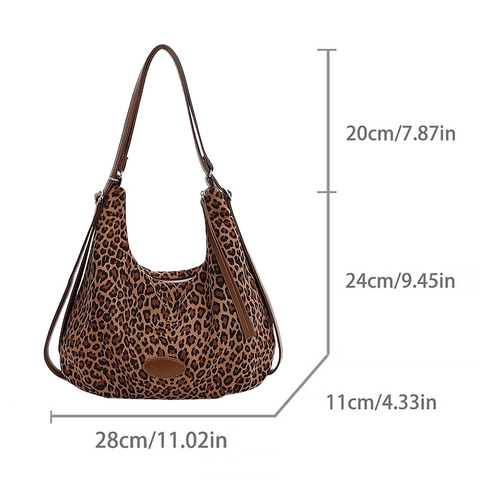 Faux Suede Shoulder Bag Adjustable Shoulder Strap Underarm Bag Leopard Print Top Handle Handbag for Women Travel Shopping Work