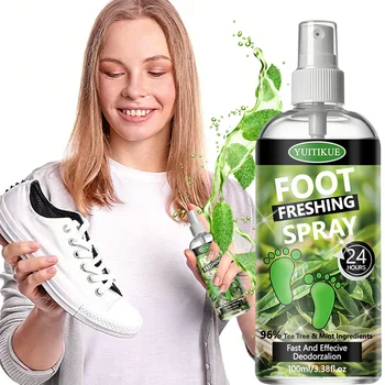 YUITIKUE Tea Tree Foot Freshing Spray, 100ml 24H Deodorant Spray for Foot Odor Control 1