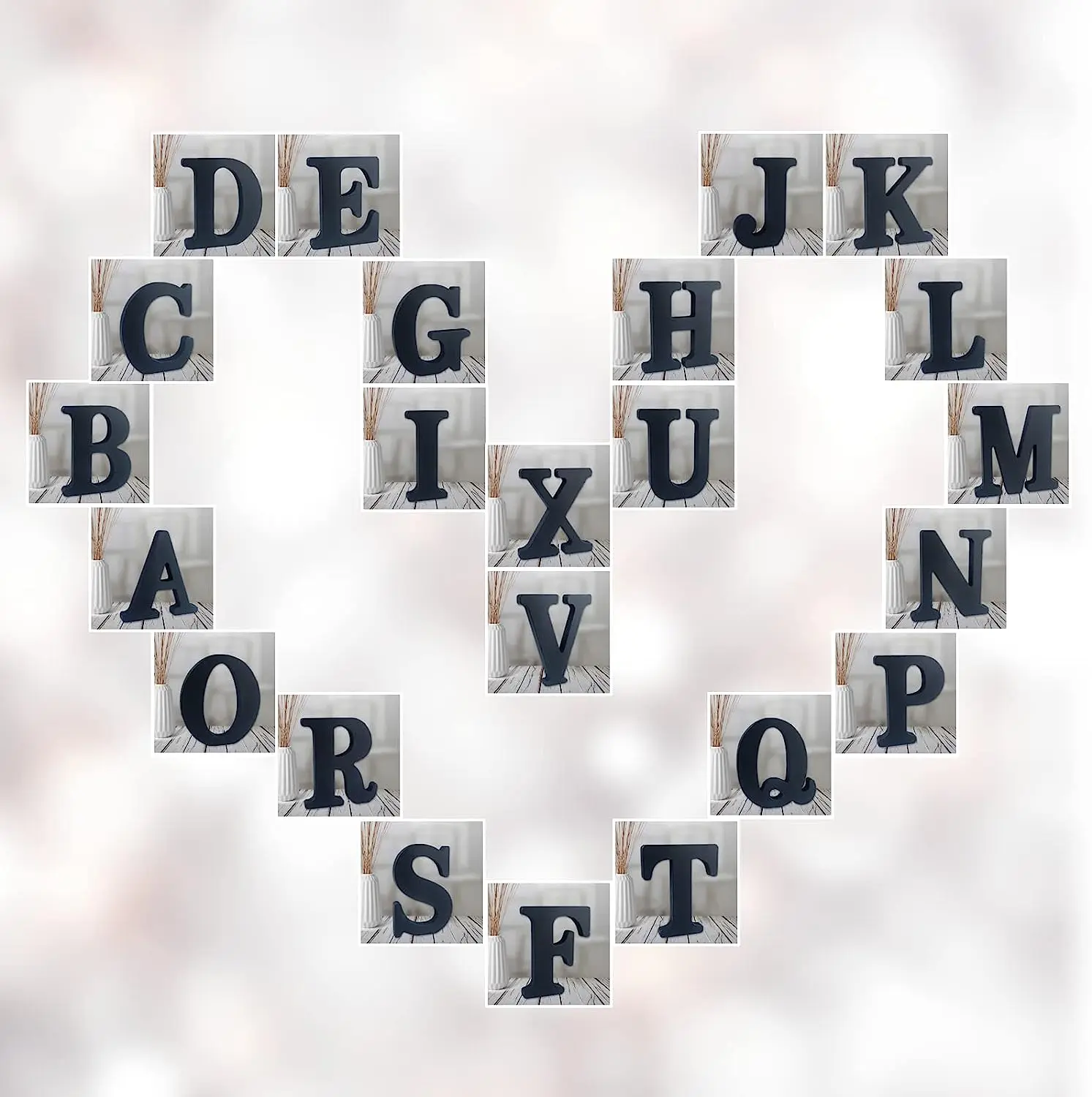 Unfinished Wood Letters 6 inch Black Wood Letters Unfinished Wood Letters for Wall Decor Decorative Standing Slices Sign Board Decoration