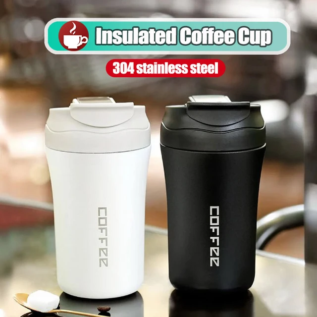 400ml Insulated Coffee Cup Travel Mug Leak Proof Lid with Straw
