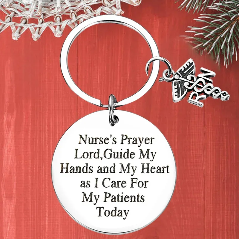 

Metal Nurse's Day Gift Keychain Pendant Nurse Graduation Gift RN Gift Key Chains Keyrings Nurses Prayer Lord