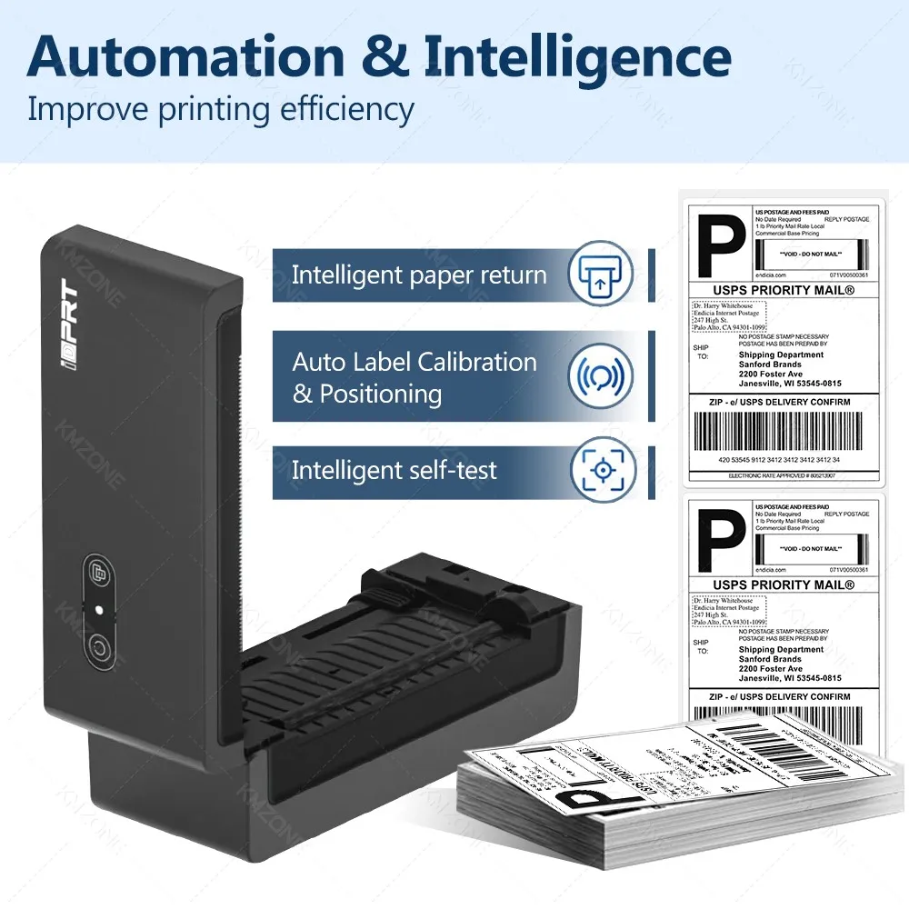 4x6 inch Shipping Printer 110mm Thermal Label Express Barcode Sticker Printing Free APP Bluetooth Compatible with iOS Android