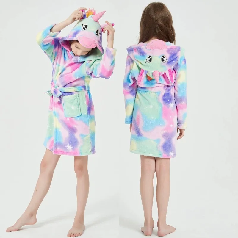 Child Bathrobe Flannel Pajamas For Girls Boys
