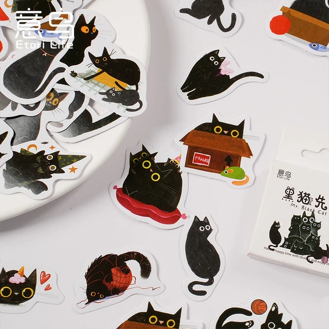 Pegatinas de gato de piezas para álbum de recortes, adhesivos de gatos  negros para álbumes DIY
