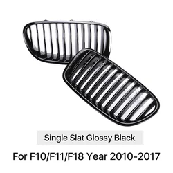 Sleek Carbon Fiber Black Double Slat Chrome Kidney Front Radiator Racing Grille (Single Glossy Black)