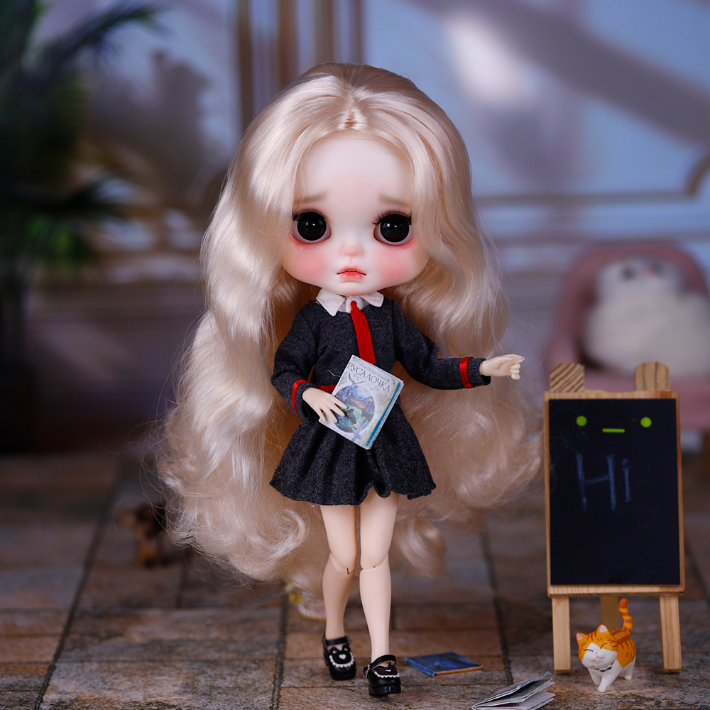 Amaya Premium Custom Neo Blythe Doll with Blonde Hair, White