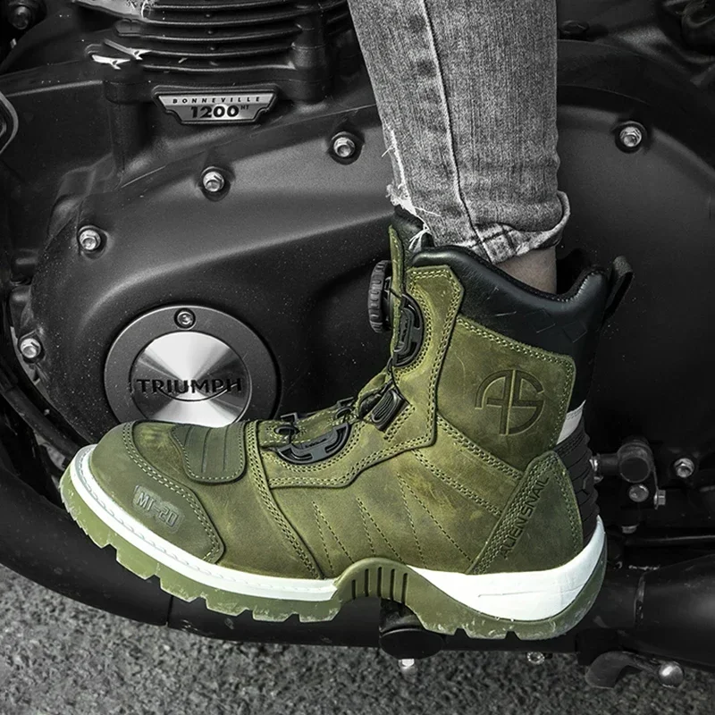 Motorcycle Boots Men Genuine Leather Waterproof Vintage Moto Casual Riding Shoe Motocross Protection Boots for Women