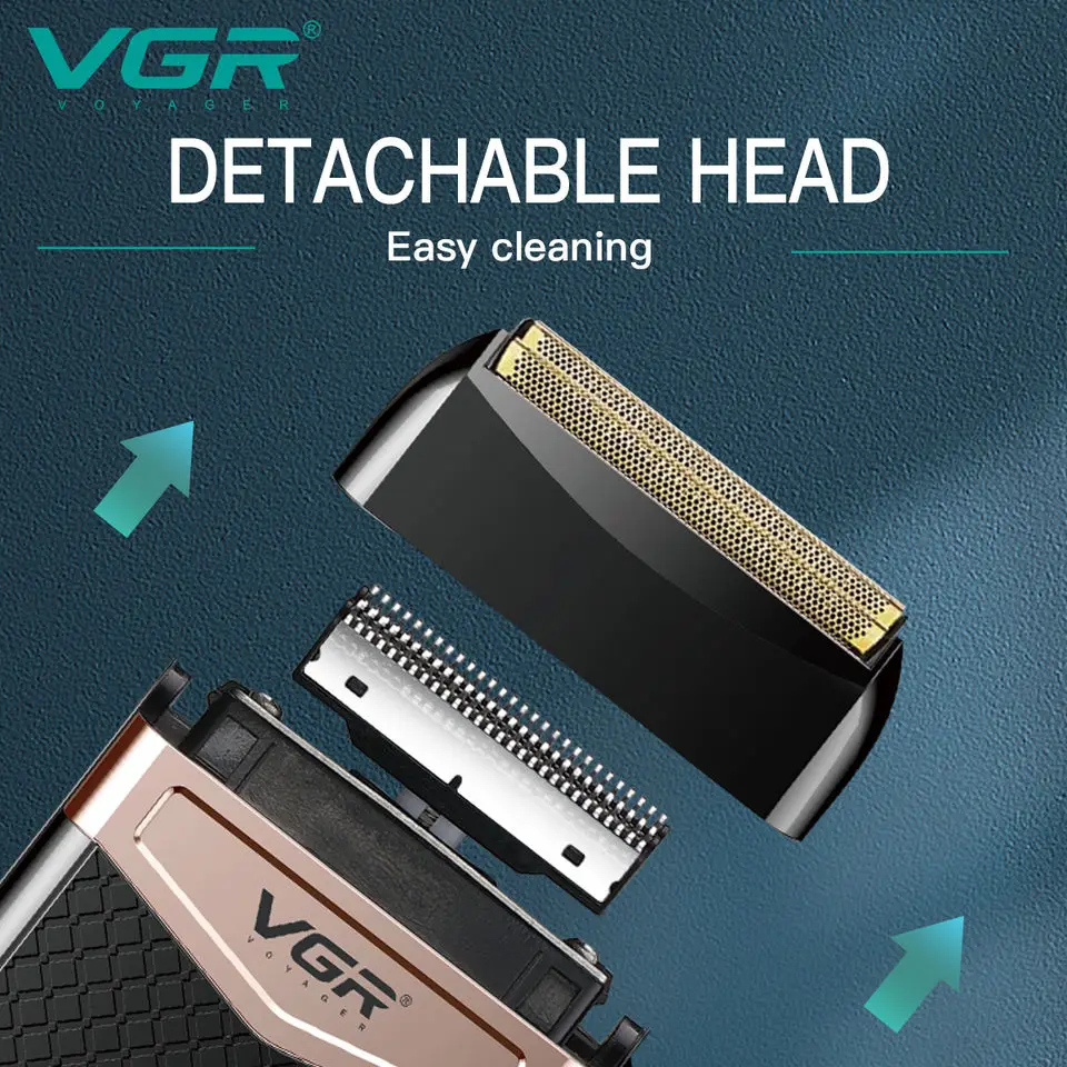 Original VGR Wet Dry Electric Shaver Men Beard & Hair Rechargeable Electric Razor Balds Head Shaving Machine Extra Mesh