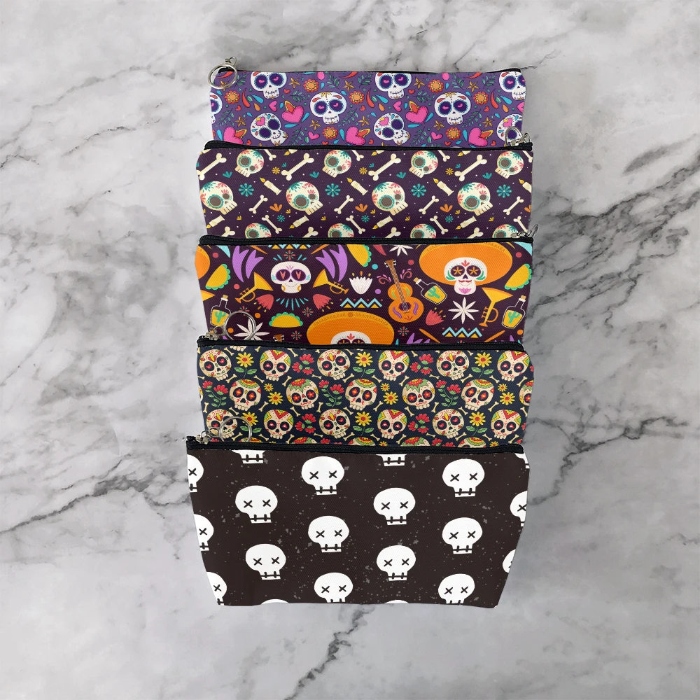 New Skull Print Zipper Coin Bag Men's Fun Fashion Outdoor Portable Clutch Wedding Party Gift Car Accessories Ladies Cosmetic Bag