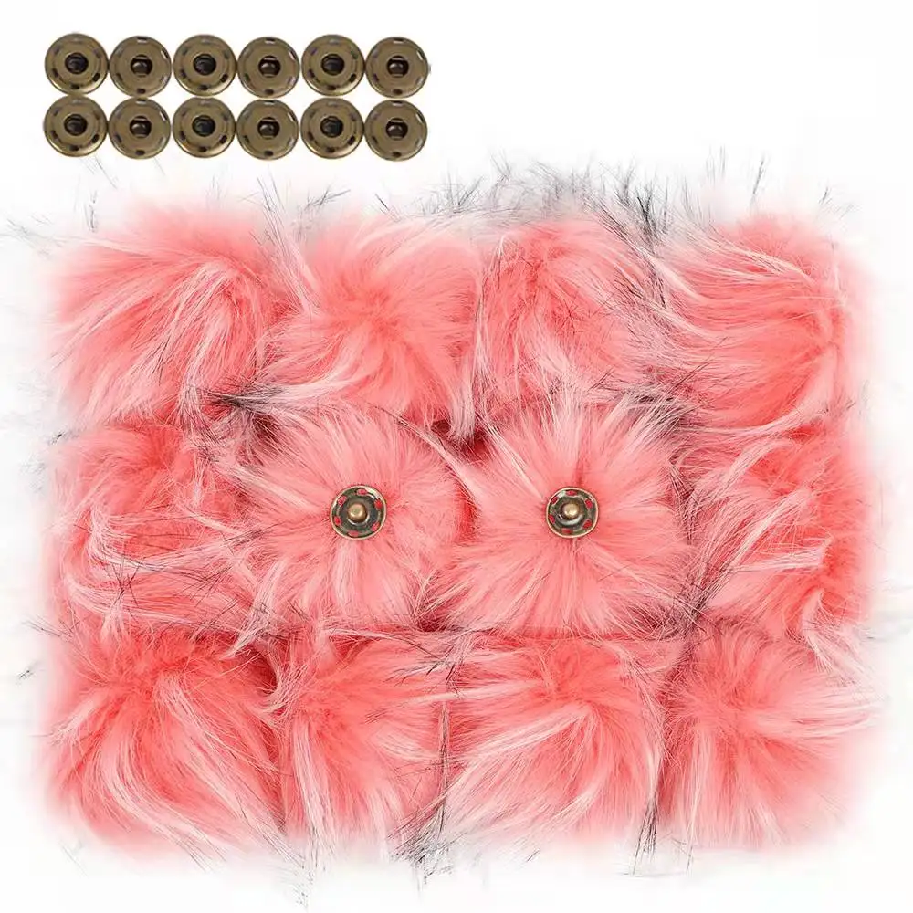 Colorful Pom Poms Faux Raccoon Fur Pom Elastic Detachable Faux Fur Ball For Beanie Hats