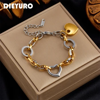 Stainless Steel Heart Charm Bracelet For Women Hip Hop Street Trend Girls Wrist