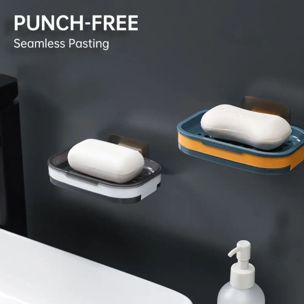 Double Layers Soap Box Drain Soap Holder Bathroom Accessories Suction Cup Soap Dish Tray Soap Dish For Bathroom Soap Container