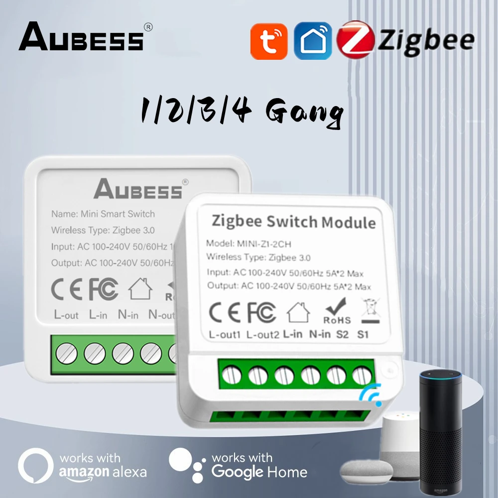 

Tuya ZigBee Wifi Mini Smart Light Switch Support 2 Way Control Universal Breaker Smart Home Automation Module For Alexa Google