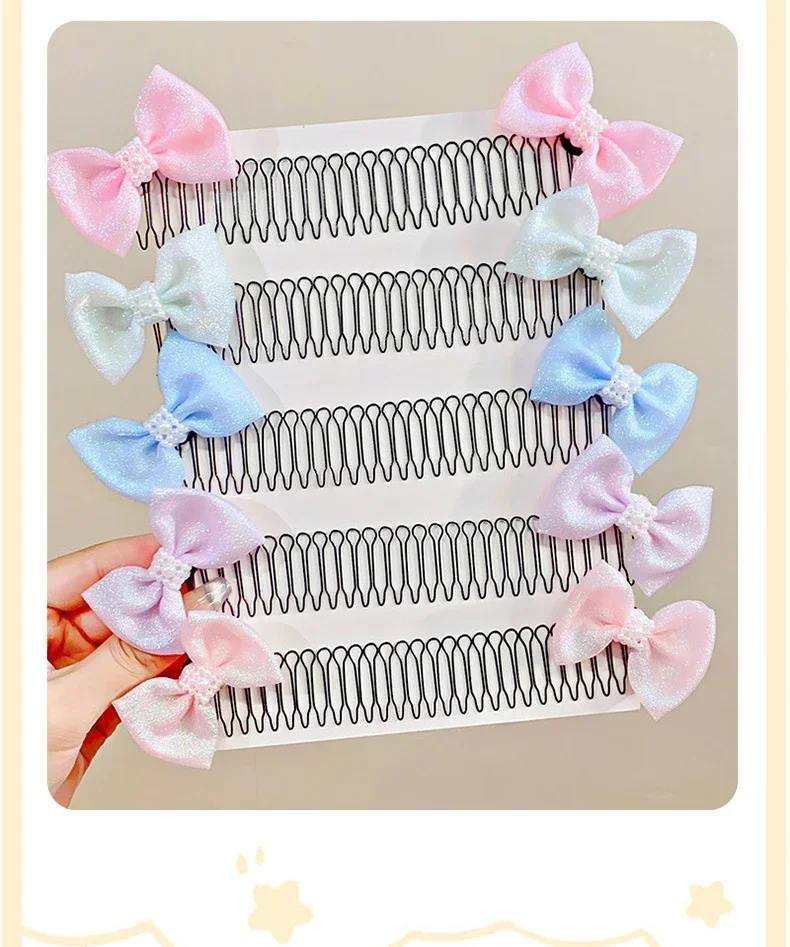Description Picture 4 of item1Pc Cute Bow Invisible Broken Hair Hairpin Adult Tiara Tools Roll Curve Needle Bangs Fixed Insert Comb Styling Accessories Women