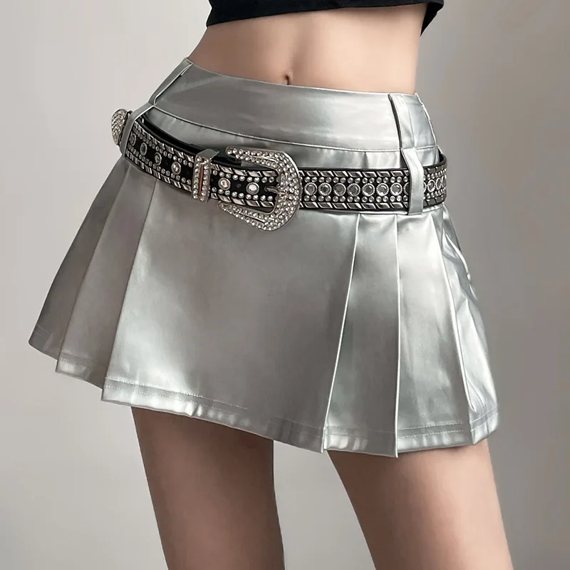 

Harajuku Cyber Punk Sliver Skirt Women Mall Gothic Streetwear High Waist Pleated Skirt Emo Alternative Rave Outfit Female