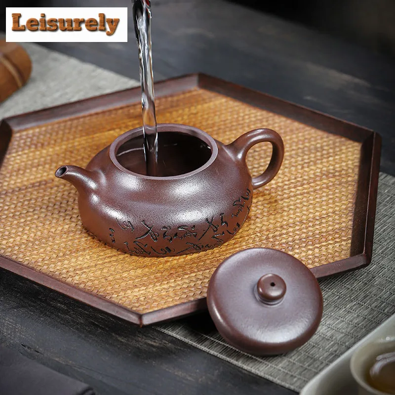 170ml High-end Yixing Purple Clay Teapots Handmade Pot Raw Ore Gold Sand Purple Mud Kettle With Filter Zisha Tea Set Cha Craft