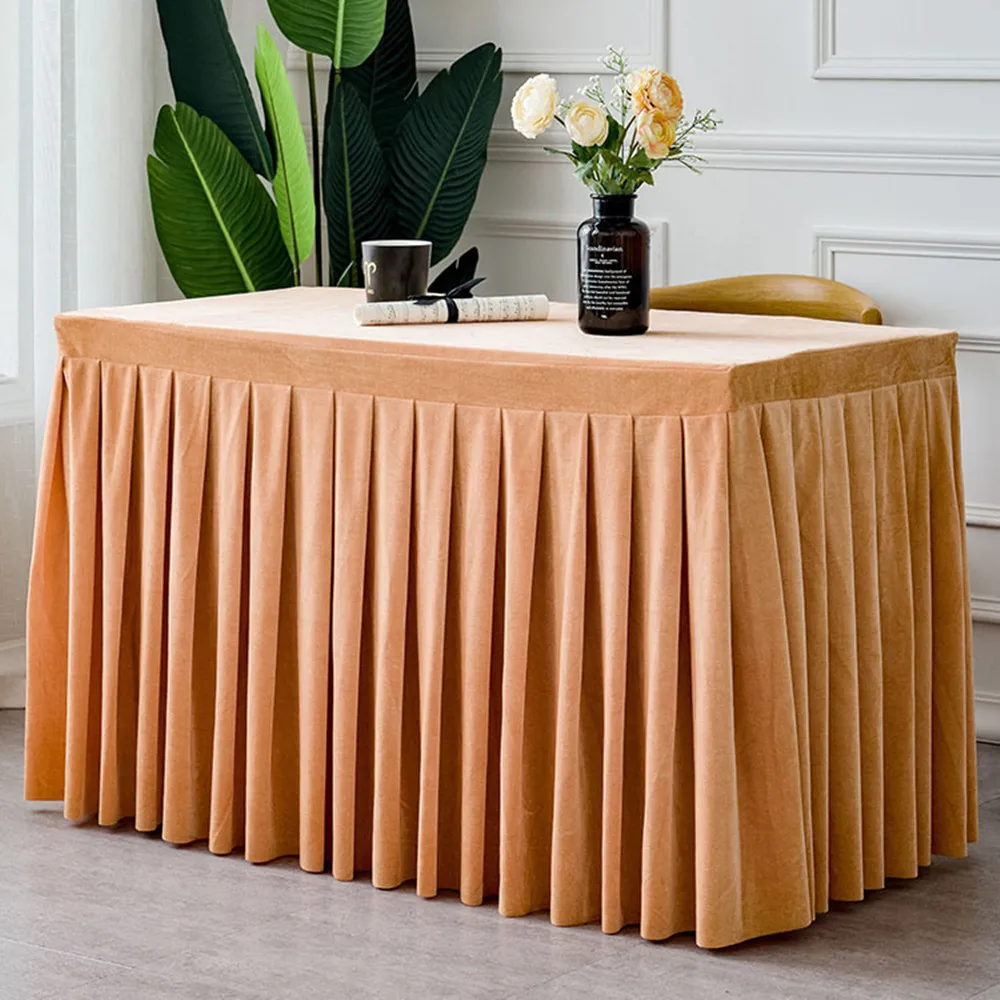 Gold Velvet Tablecloth Rectangular Conference Exhibition Table Cover Elegant Table Skirt  for Wedding Nordic Party Desk Decor