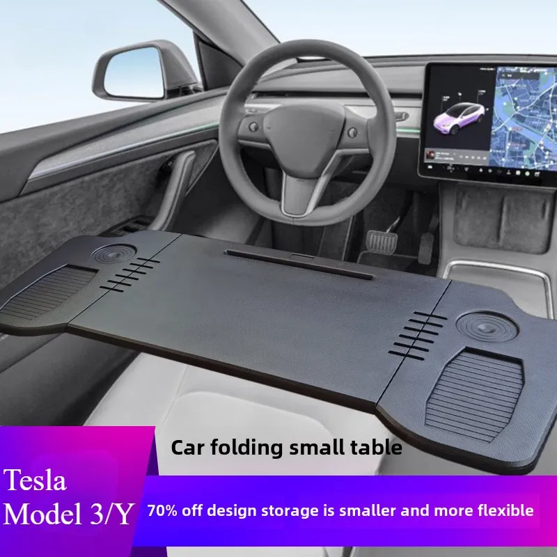 For Tesla Model 3 ModelY Food Tray Table Folding Table Laptop Stand Drive Desk For Steering Wheel Versatile Drinks Tray Holder