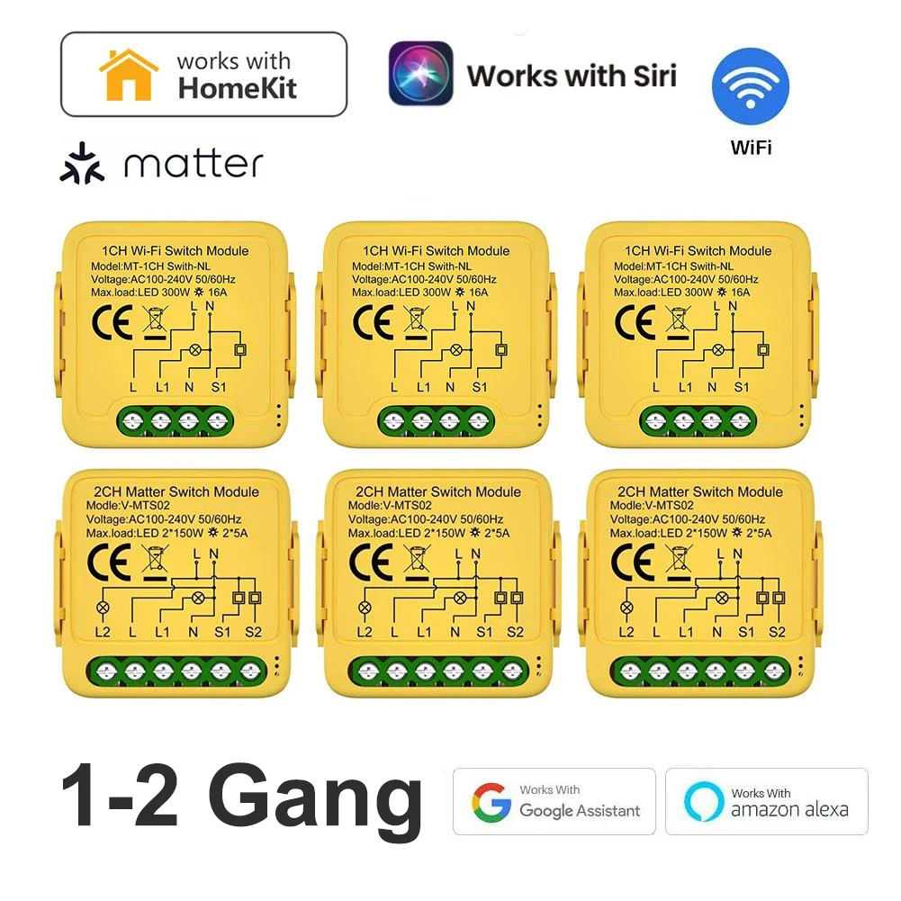Per Homekit Matter Wifi Smart Switch Module Smart Home Automation Relay Breaker Funziona Con Homekit Smartthings Alexa Google Home