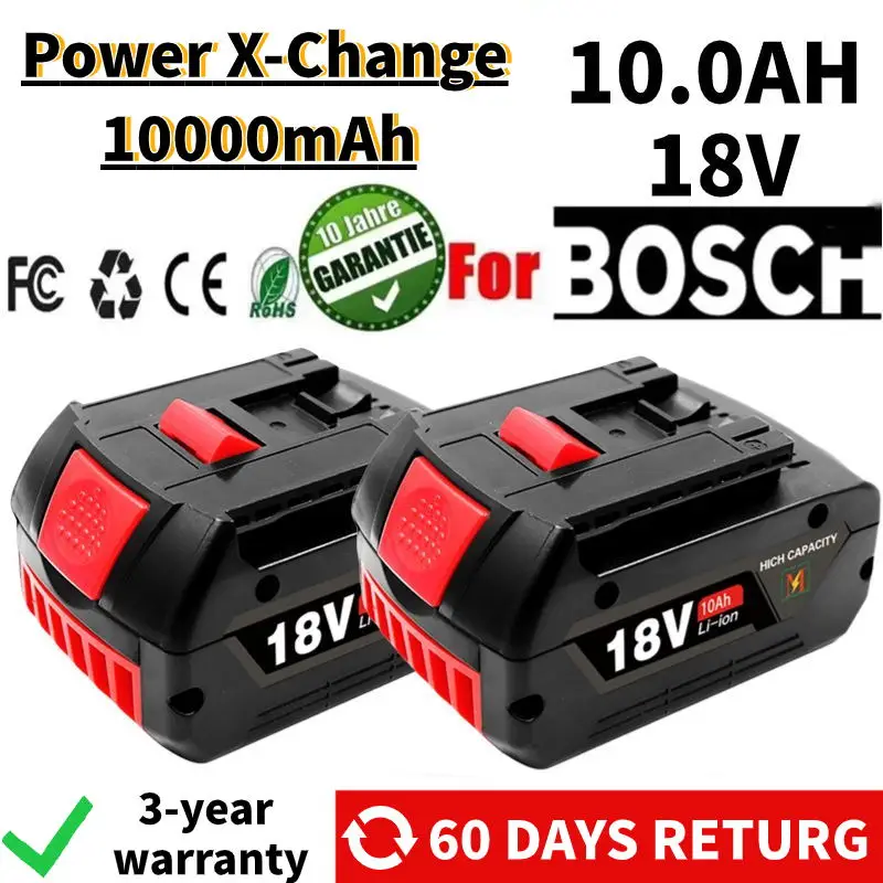 

100% Original 10ah Rechargeable Lithium Ion Battery for Bosch 18V 6.0A Backup Battery Portable Replacement BAT609 BAT609G 618