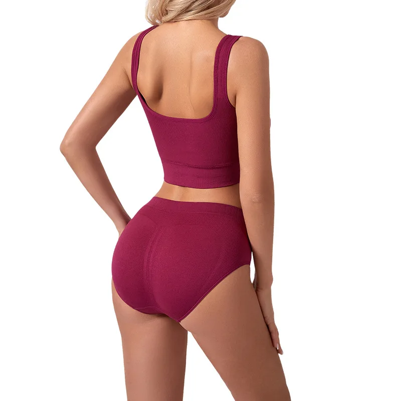 Gathering Traceless Beauty Back Set Sports Fitness Bra Yoga Comfort Vest Omslagdoek Gebreid Dames Driehoek