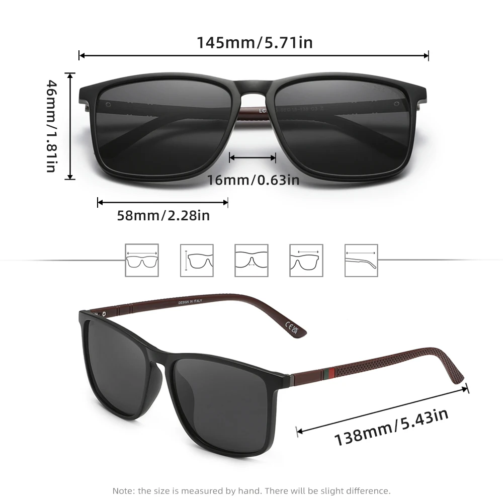 Rectangle Sunglasses Polarized for Men