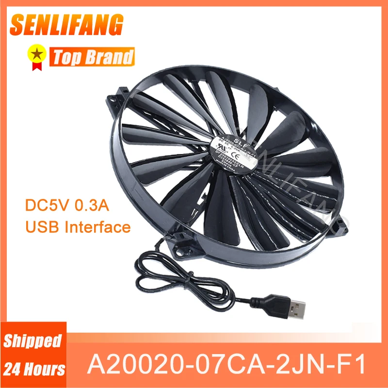 

New For Cooler Master A20020-07CA-2JN-F1 DF2002005SELN DC5V 0.30A 20cm 200*200*20MM USB Cooling Fan