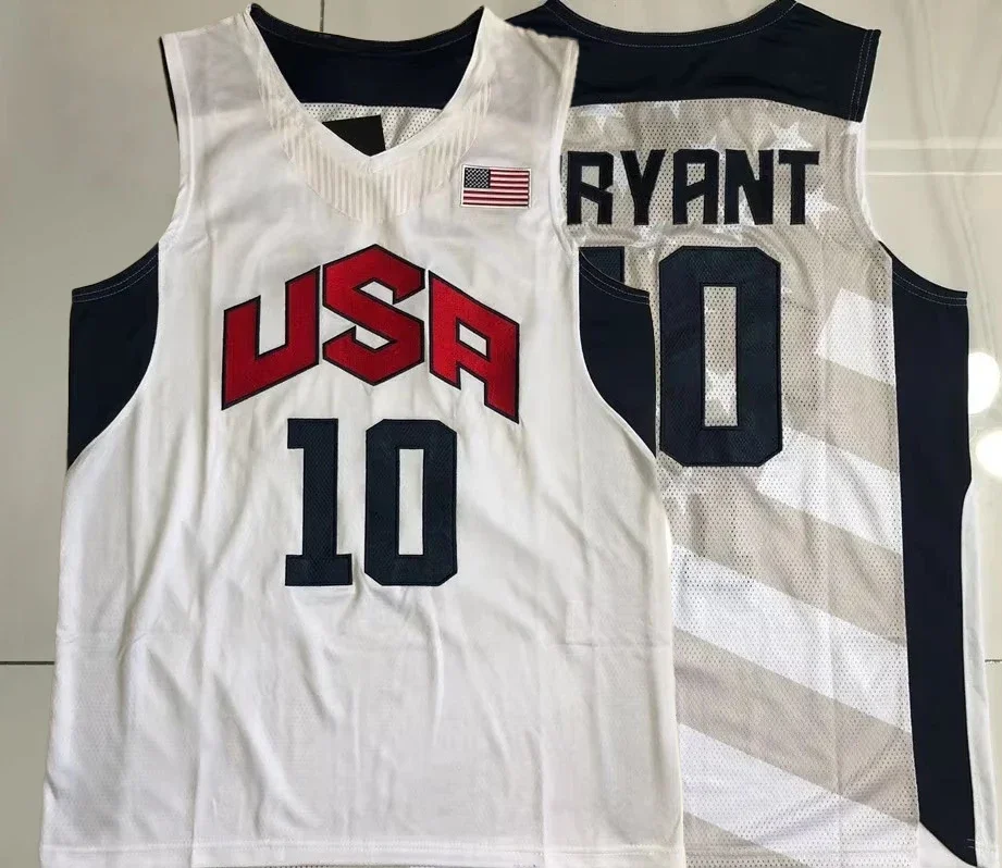Dream Team 10# Bryant Basketball Jerseys 2 Colors Navy White All Stitched Throwback basketball jerseys