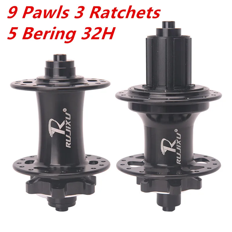 9 pawls RUJIXU-MTB Bicycle Hubs, Sealed Bearings Lubricated Rear