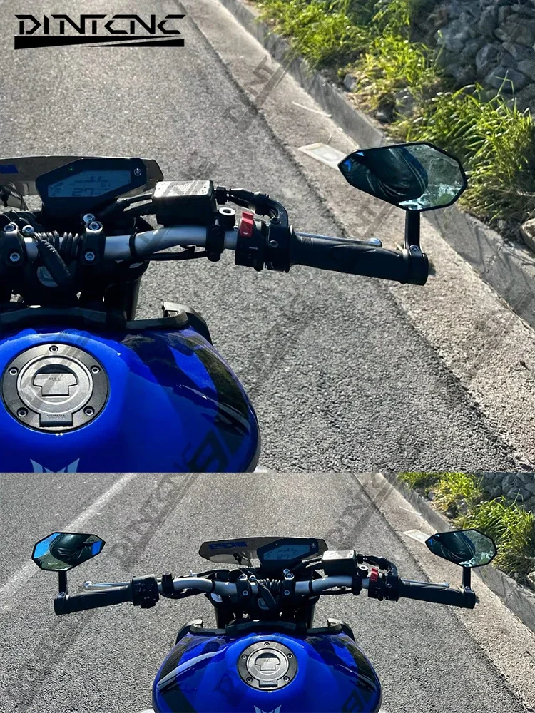 야마하 MT07 MT09 MT10 SP FZ1 FZ6 XJ6 XSR 700 TDM 900 T-MAX 530용 핸들바 엔드 미러, 회전 가능 눈부심 방지 백미러