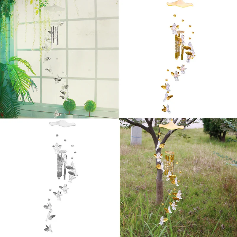 Wind Chime Home Garden Creativo Fatto A Mano Design Unico Hollow Creative Bell Wind Chime Guardian Angel Metal Wind Chime Gift