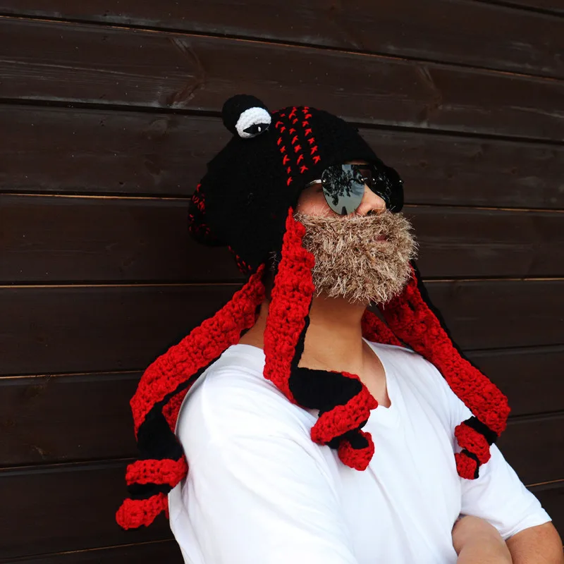 Cappello creativo a forma di polpo, autunno inverno, uncinetto, lana, calamaro, divertente, lavorato a mano, copricapo per Halloween, berretto per bambini, Helloween, papà_voghion.com