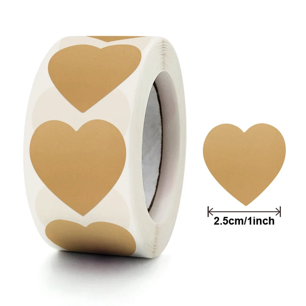 Round Heart Handmade Stickers - 1-inch Black, White, and Pink Paper Decorations for Scrapbooking and Gifts