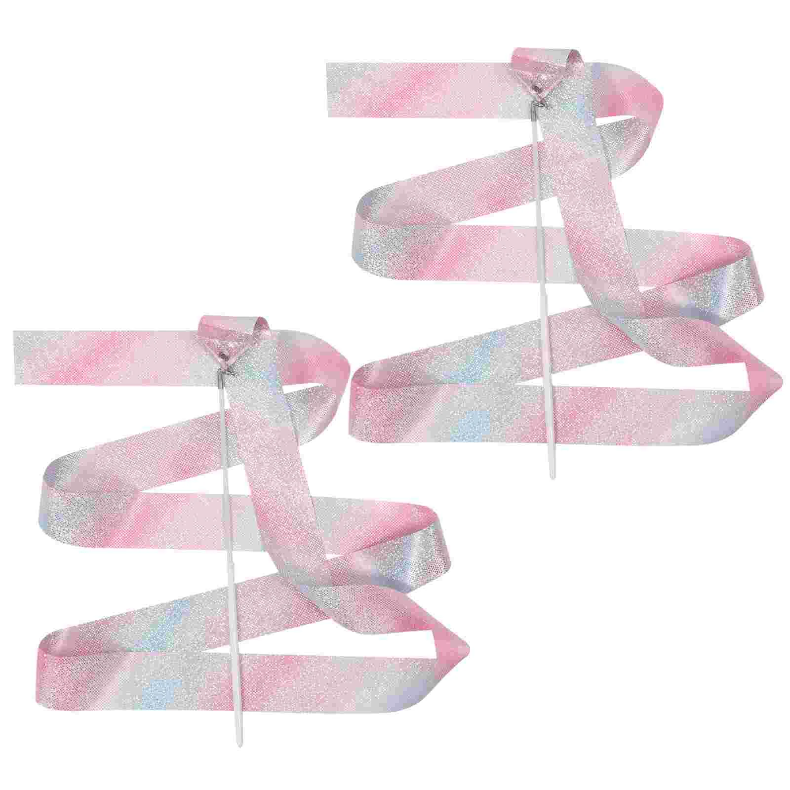 

2Pcs Dance Ribbons Rainbow Streamers Portable Dancing Ribbon Gymnastics Dance Ribbon