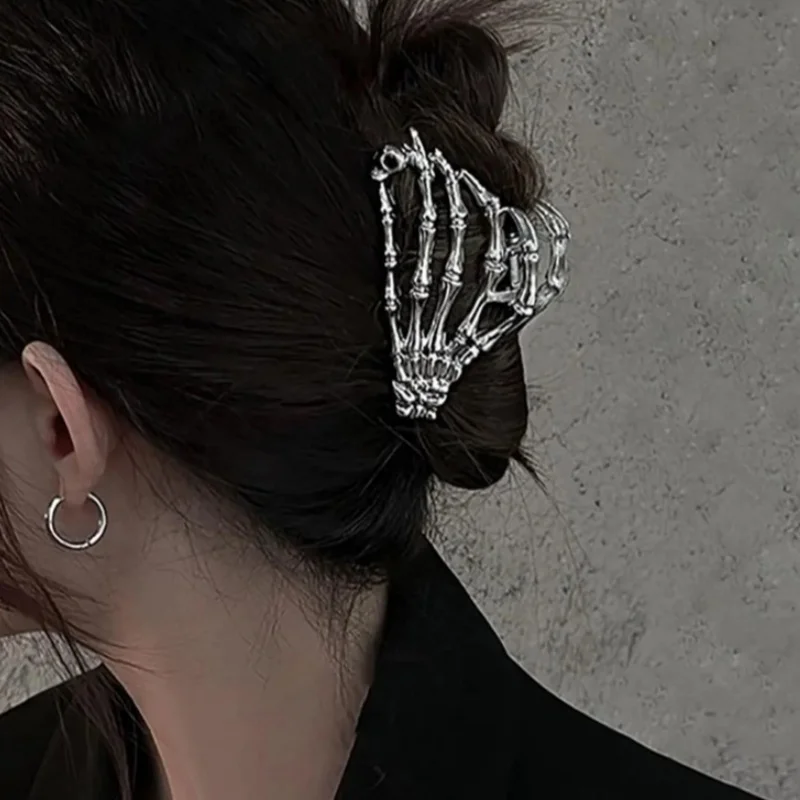 우아한 크리스털 진주 꽃 헤어 클립, 여성용 보석, 신부 웨딩 헤어 액세서리 10 여성용 패션 스트리트 펑크 스타일, 단색, 골격 핸드 클로, 헤어 클립, 일상 파티, 선물 헤어 액세서리, 1 개