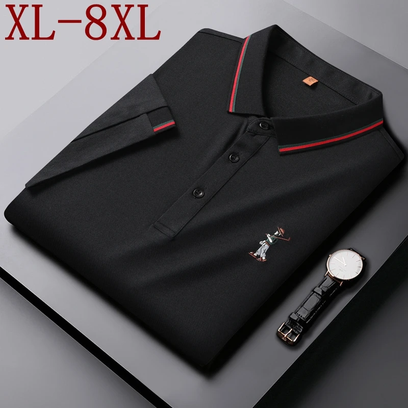 

8XL 7XL 6XL 2024 New Summer Fashion Embroidery Shirts For Men High End Luxury Mens Polo Shirt Casual Loose T-shirt Man Tops
