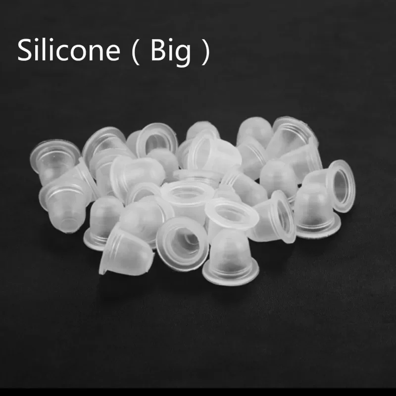 100Pcs Disposable Tattoo Ink Cup Small&Big Size Silicone Permanent Tattoo Makeup Eyebrow Makeup Pigment Container Caps