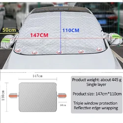 Enhanced Snow Shield Covers for EVs - Anti - Icing Magnetic Front Windshield Sunshades and Car Accessories (Thicker Door clamp)